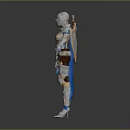 Fantasy Armor Character In Blue Silver Ornate Medieval Style With Cape
