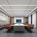Modern Corporate Lobby With Marble Reception Desk Blue Screen Sofa And Green Plants