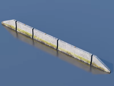 Concrete Road Barrier With Segmented Structure And Yellow Black Reflective Stripes For Traffic Safety 3d model