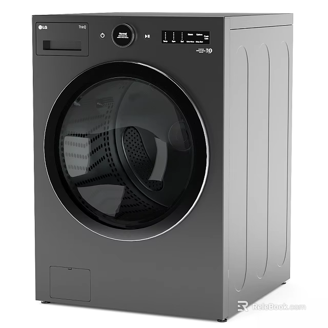 Modern Front Loading Washing Machine Daily Household Appliance With Circular Door And Gray White Design 3d model 