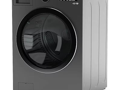 Modern Front Loading Washing Machine Daily Household Appliance With Circular Door And Gray White Design 3d model