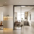 Modern Living Dining Room Interior With TV Wall Chandelier Black Armchair Coffee Table And Plants