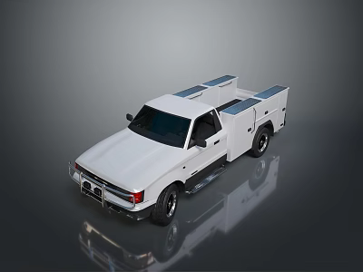White Pickup Truck With Utility Bed And Chrome Accents On Alloy Wheels 3d model