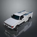 White Pickup Truck With Utility Bed And Chrome Accents On Alloy Wheels
