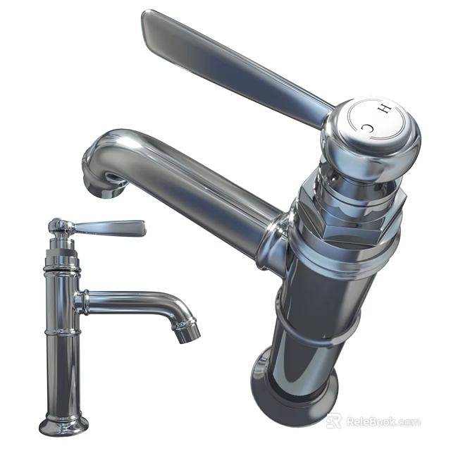 Modern Chrome Kitchen Faucet With Sleek Spout And Single Handle Design 3d model 