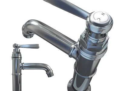 Modern Chrome Kitchen Faucet With Sleek Spout And Single Handle Design 3d model