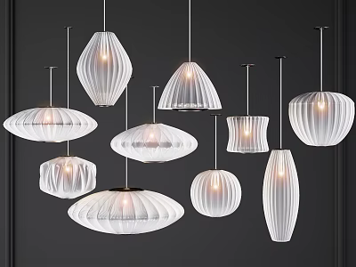 Modern Transparent Chandeliers With Various Shapes Hanging In Contemporary Interior Design 3d model