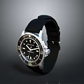 Stylish Black Wristwatch With Leather Strap And Stainless Steel Case