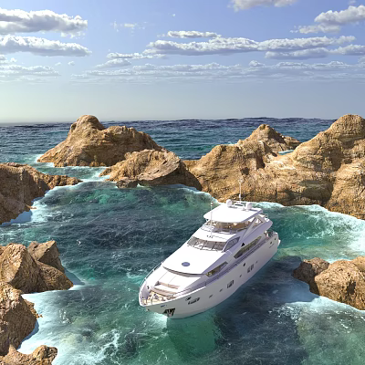 White Luxury Yacht Sailing In Blue Sea By Rocky Cliffs 3d model White Luxury Yacht Sailing In Blue Sea By Rocky Cliffs 3d model