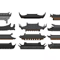 Traditional Chinese Architectural Roof Components With Various Eave Styles And Tile Designs