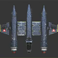 Three Silver Military Style Airplane Models With Red Engines And Wing Emblems 3d model