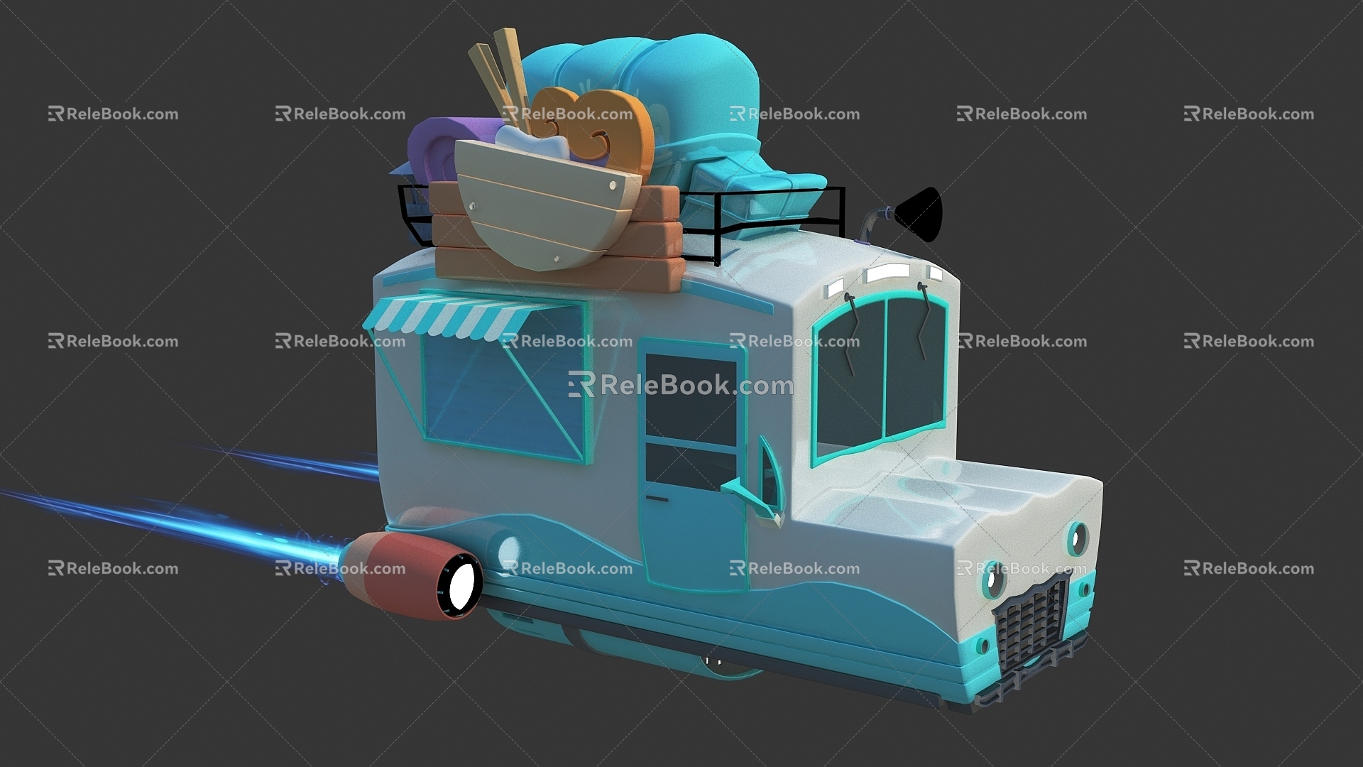 Cartoon car flying car jet car cybercar dining car snack car flying car lightning car dream car science fiction car future car game car food car 3d model