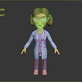 Cartoon Style 3D Modeled Game Movie Doctor Character With Blonde Pigtails Stethoscope White Coat
