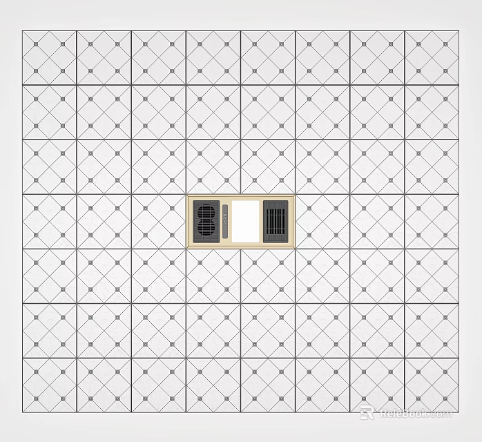 White Modern Interior Ceiling Design With Grid Pattern And Recessed Fixture 3d model