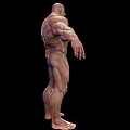 Muscular Male Character 3D Model Showing Strong Biological Muscular Structure With Arms Outstretched