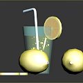 Modern drink lemon slices lemon drink bottle 3d model