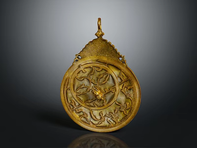 Traditional Gold Decorative Pendant With Intricate Patterns And Hanging Loop 3d model