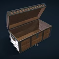 Open Commercial Wooden Storage Chest With Metal Hardware And Empty Interior For Business Storage Solutions