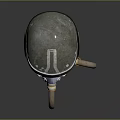 Futuristic Metallic Helmet With Striped Pattern And Flexible Breathing Tubes Design