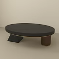 Stylish Modern Coffee Table With Black Tabletop Triangular And Cylindrical Brown Supports 3d model
