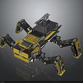 Yellow And Black Multi Legged Robotic Mechanical Creature With Complex Design 3d model