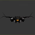 Futuristic Sci Fi Fighter Spaceship Design With Black Orange Accents And Aerodynamic Structure