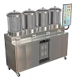 Professional Stainless Steel Medical Equipment With Four Cylindrical Containers Transparent Lids Control Panel And Wheels