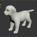 White Puppy Standing On Black Glossy Surface With Grey Background 3d model