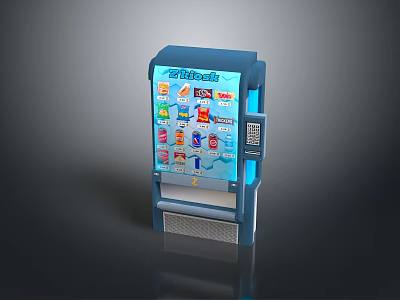 Game Movie Character Themed Vending Machine with Colorful Drink Icons and Interactive Screen Features 3d model