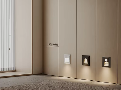 Modern Interior Design Wall Featuring Projection And Illuminated Lighting Fixtures 3d model