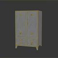 Black Metal Storage Cabinet With Double Doors And Lower Compartments
