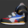 PUMA Children's Multicolor Sneakers With Velcro Straps And Yellow Sole