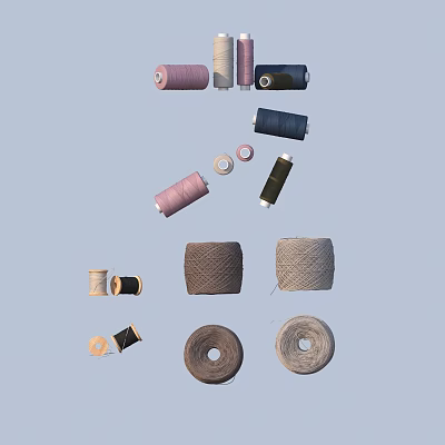 Sewing Needle and Thread Wool Rope 3d model Sewing Needle and Thread Wool Rope 3d model