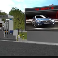 4S Car Dealership Outdoor Digital Billboard Displaying New Car Near Fuel Station And Green Trees