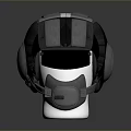 Modern Tactical Protective Helmet With Visor Earmuffs And Adjustable Chin Strap 3d model