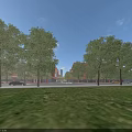 Modern School Buildings Campus Layout With Sports Field And Green Spaces Surrounded By Urban Area