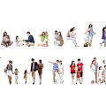 Modern multiplayer family child figures 3d model