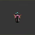 Pink Cartoon Design Motorcycle With Glowing Blue Rims And Body Decorations