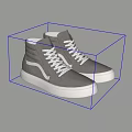Gray High Top Shoes With White Laces Soles And Stripe Design