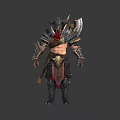 Fantasy Warrior In Intricate Armor With Horned Helmet Spiked Shoulders And Battle Axe 3d model