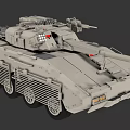Modern Armored Tank 3D Model With Cannon Turret Tracks And Headlights