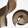 Modern Spiral Staircase Interior Design With Wooden Steps And Curved Structure