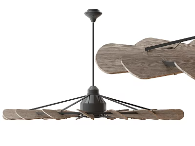 Modern Air Conditioner Fan With Wooden Blades And Black Center Design 3d model