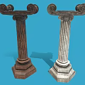 Roman column 2 marble Roman column stone column 3d model