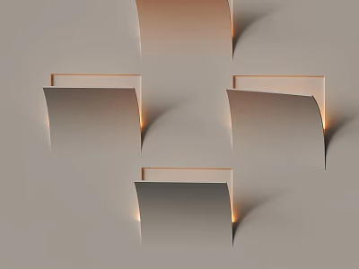 Modern Sleek Design Wall Lamps Mounted On Light Colored Wall With Illuminated Effect 3d model
