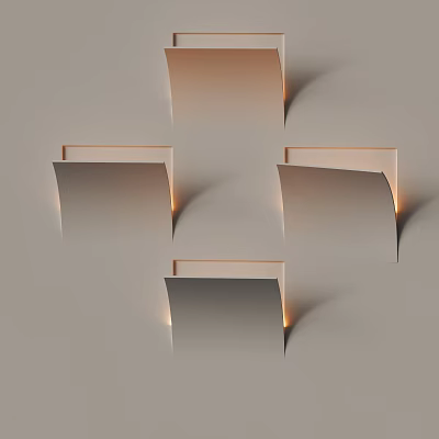 Modern Sleek Design Wall Lamps Mounted On Light Colored Wall With Illuminated Effect 3d model