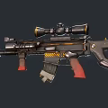 Tactical Assault Weapon With Telescopic Scope Ergonomic Grip And Black Barrel Design