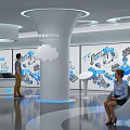 Cultural Center Smart Building Experience Zone Featuring Exhibition Walls Architectural Diagrams And Interactive Displays