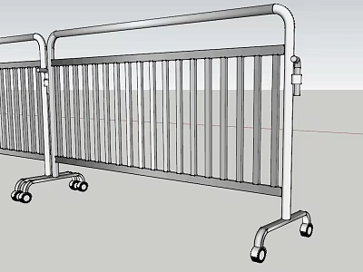 Movable Metal Fence with Wheels and Rail Design for Safety and Crowd Control 3d model