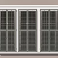 Three Dark Closed Window Shutters With White Frames On Home Windows